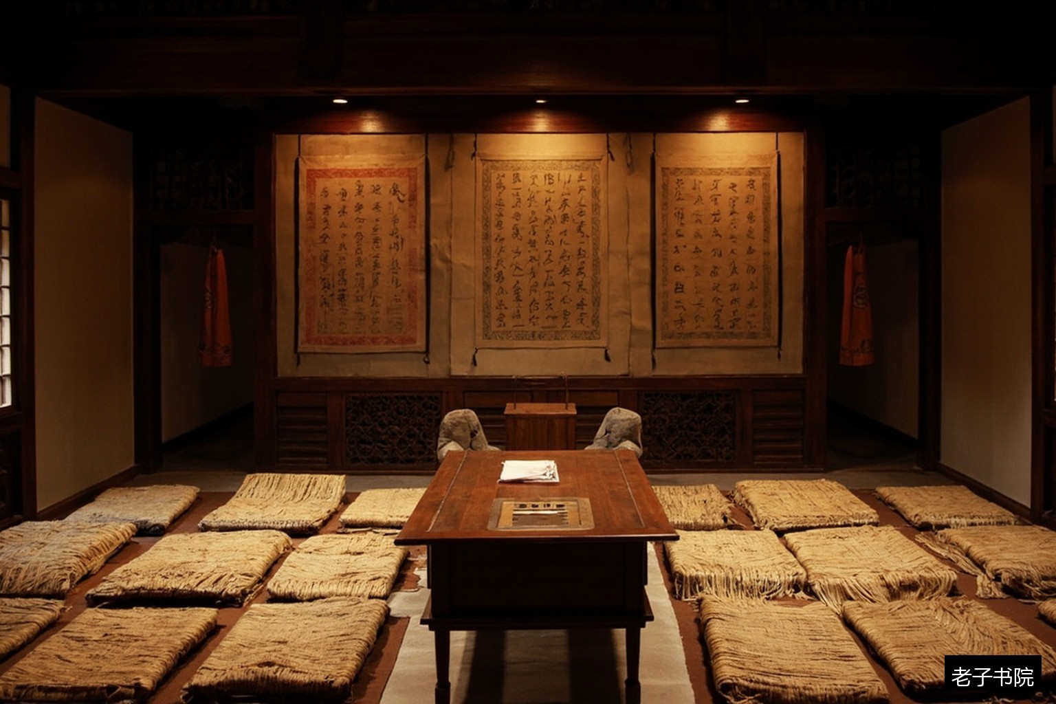 书院讲堂讲桌蒲团