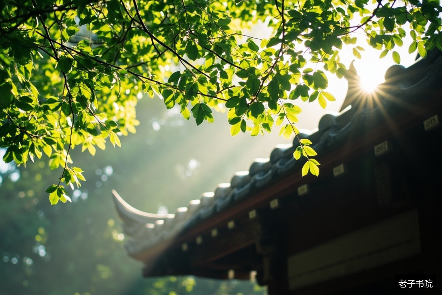古寺飞檐菩提晨光