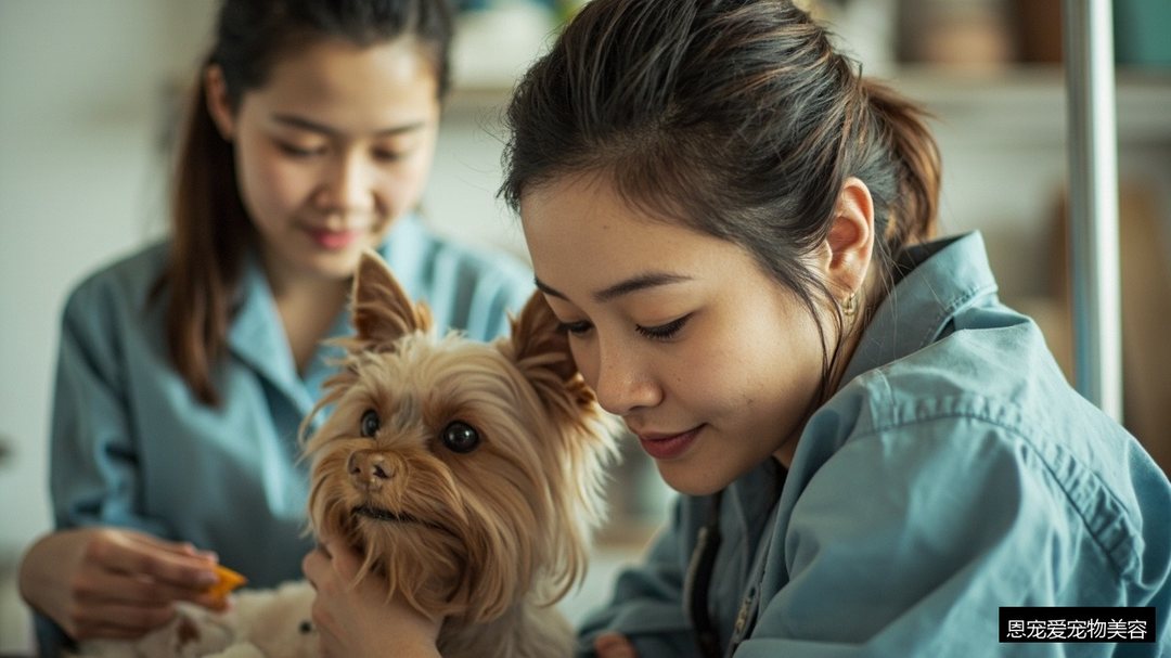 女生学宠物美容图
